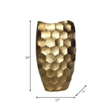 Metal, 24" Honeycomb Vase, Gold