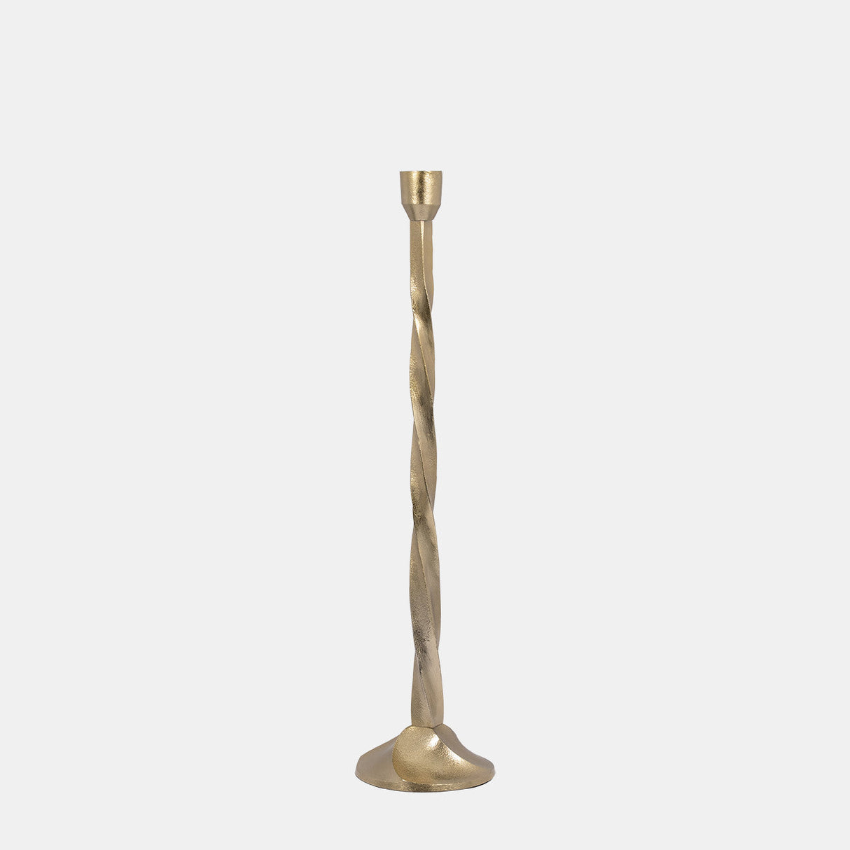 Metal, 24" Twisted Floor Taper Candleholder, Gold