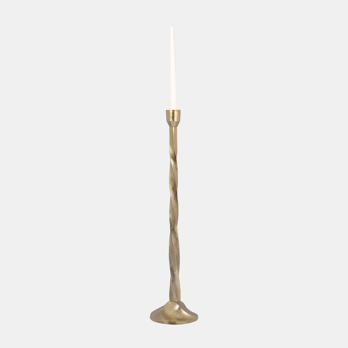 Metal, 24" Twisted Floor Taper Candleholder, Gold