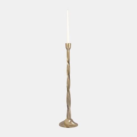 Metal, 24" Twisted Floor Taper Candleholder, Gold