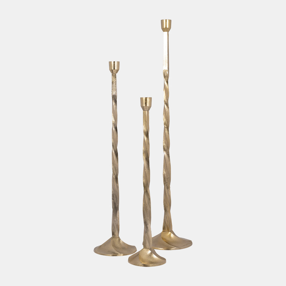 Metal, 24" Twisted Floor Taper Candleholder, Gold