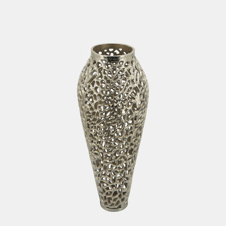 Metal, 26"h Cut-out Vase, Gold