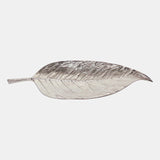 Metal 26" Leaf Platter, Silver