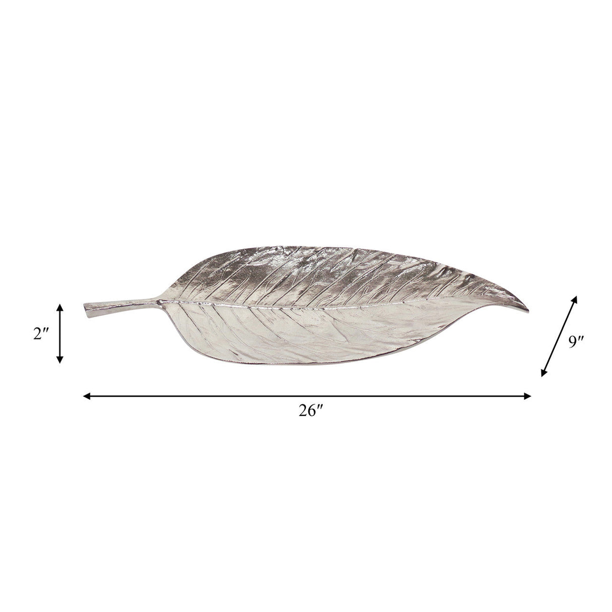 Metal 26" Leaf Platter, Silver