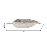 Metal 26" Leaf Platter, Silver