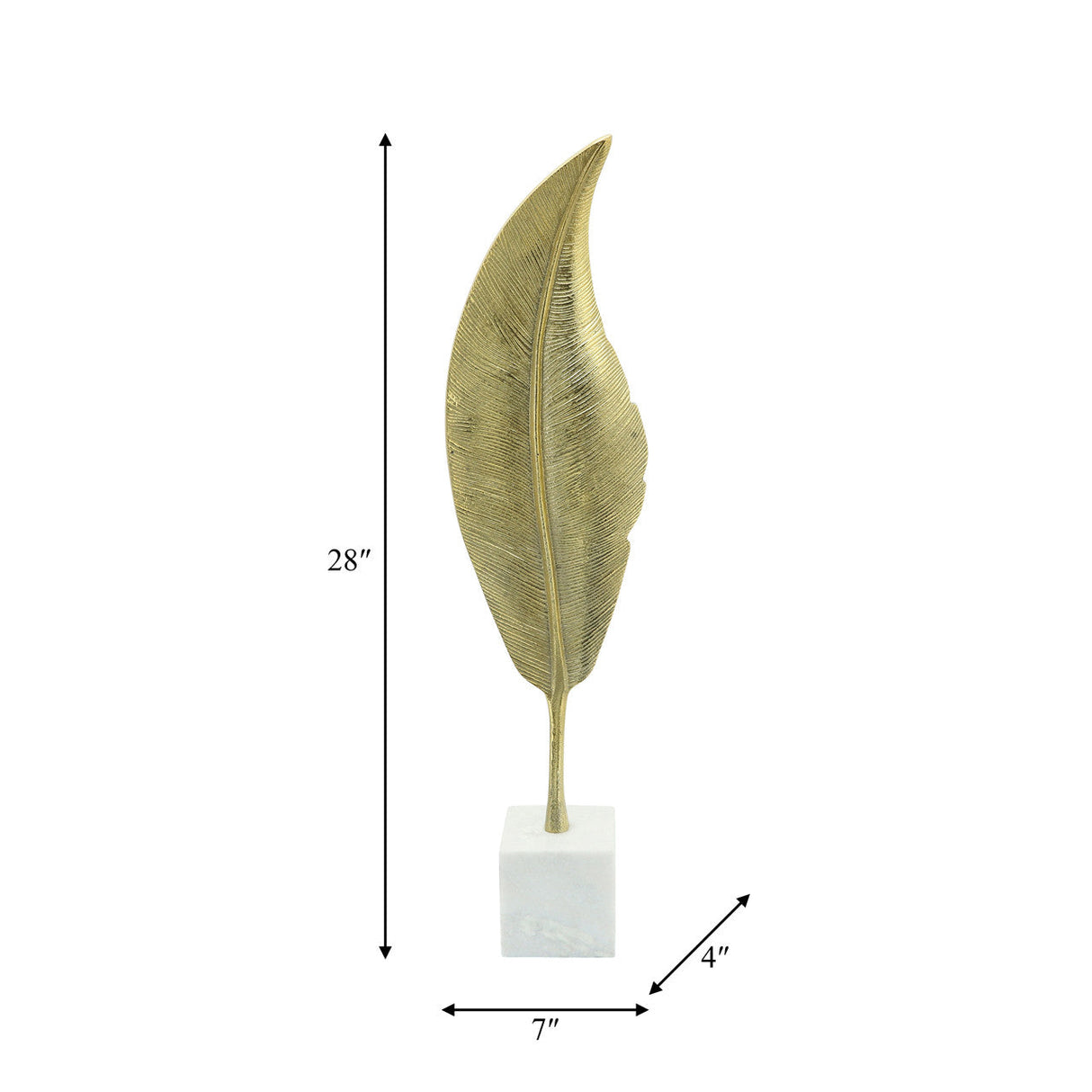 Metal, 28"h Leaf On Stand, Gold