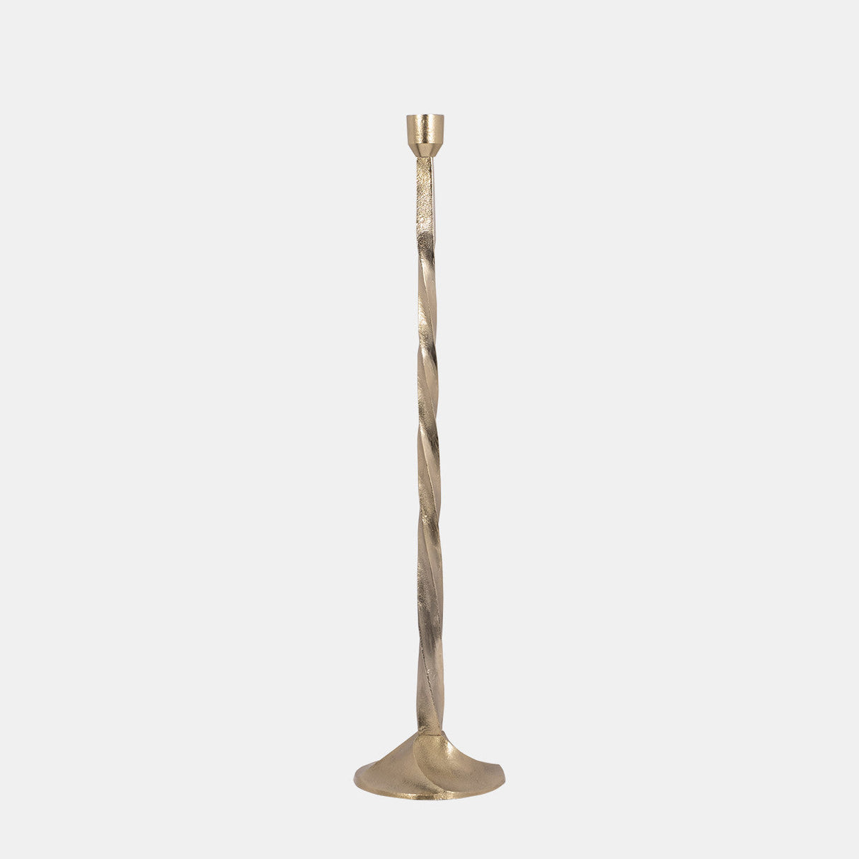 Metal, 30" Twisted Floor Taper Candleholder, Gold