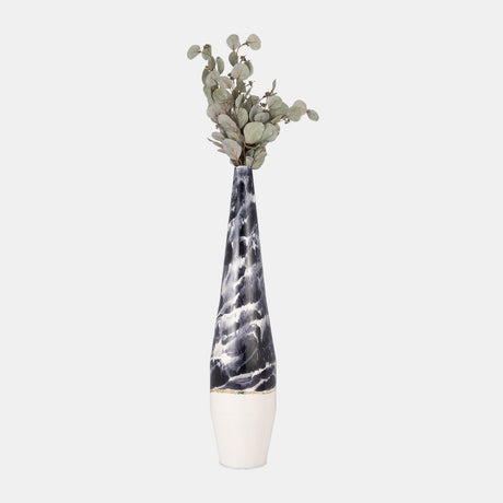 Metal, 35" Neptune Floor Vase, Ivory/navy