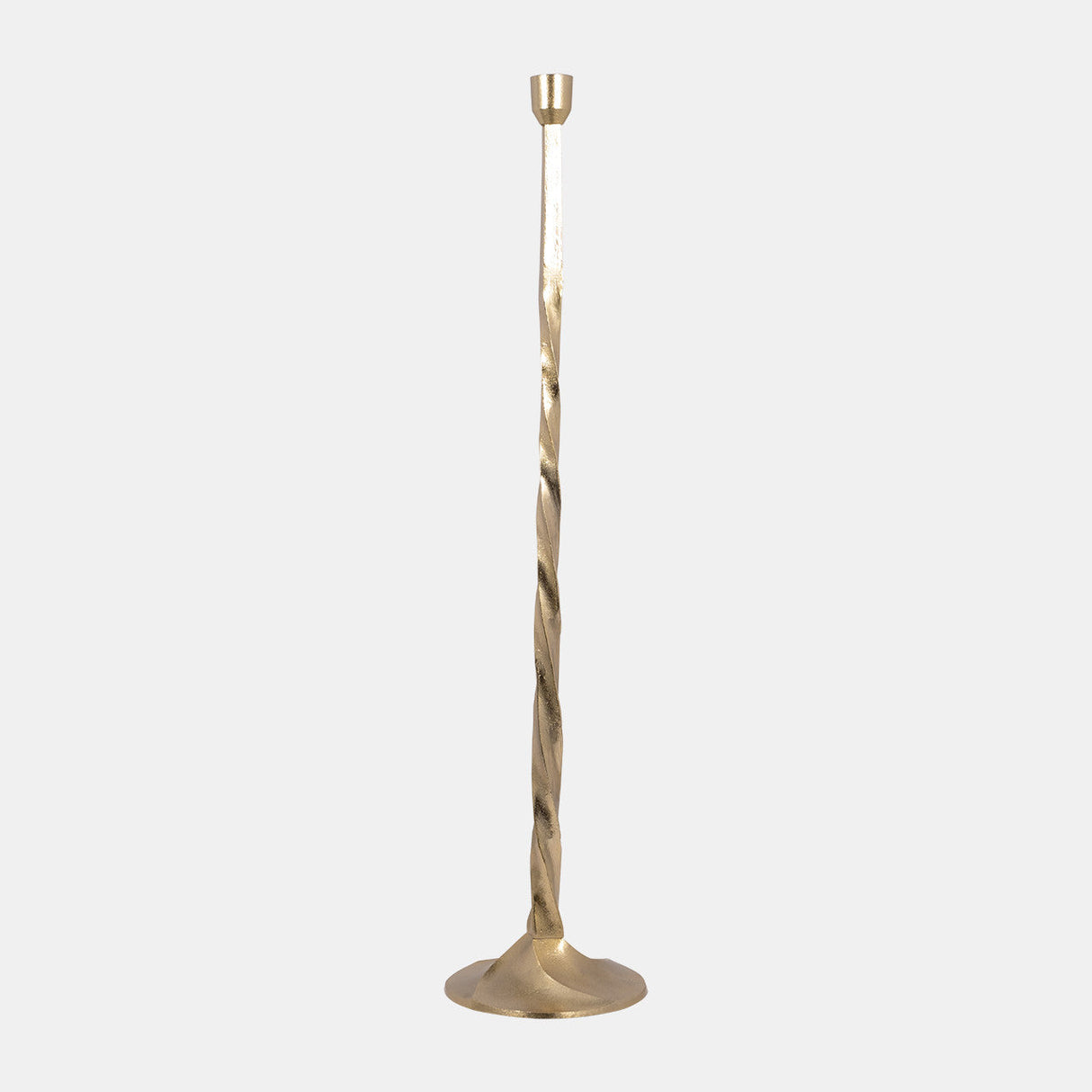 Metal, 36" Twisted Floor Taper Candleholder, Gold