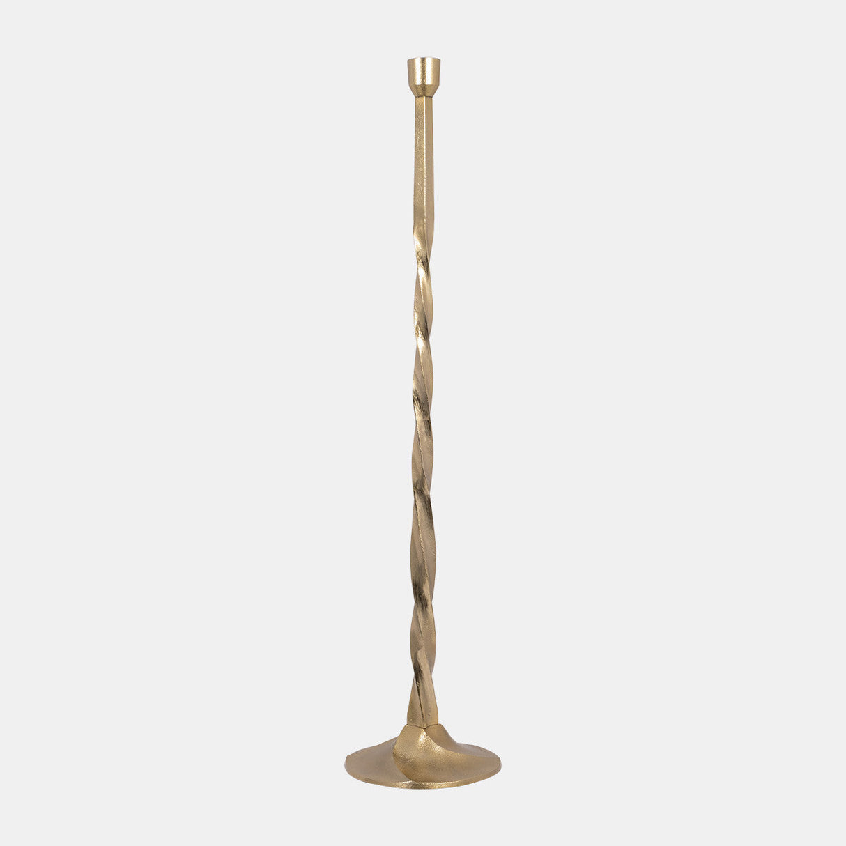 Metal, 36" Twisted Floor Taper Candleholder, Gold