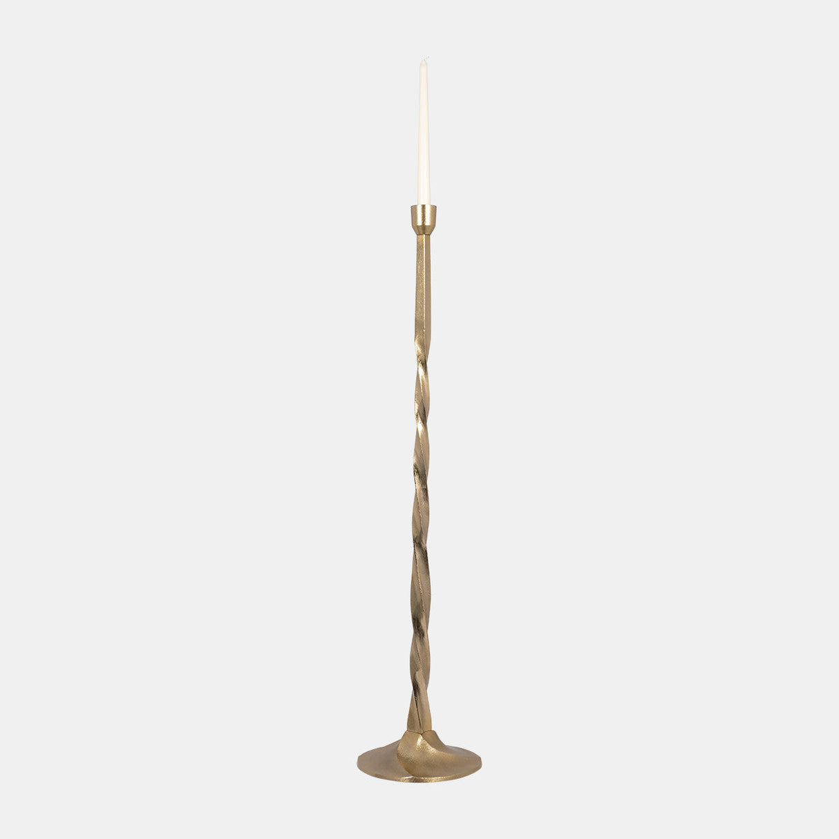 Metal, 36" Twisted Floor Taper Candleholder, Gold