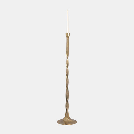 Metal, 36" Twisted Floor Taper Candleholder, Gold