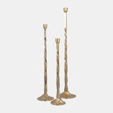 Metal, 36" Twisted Floor Taper Candleholder, Gold