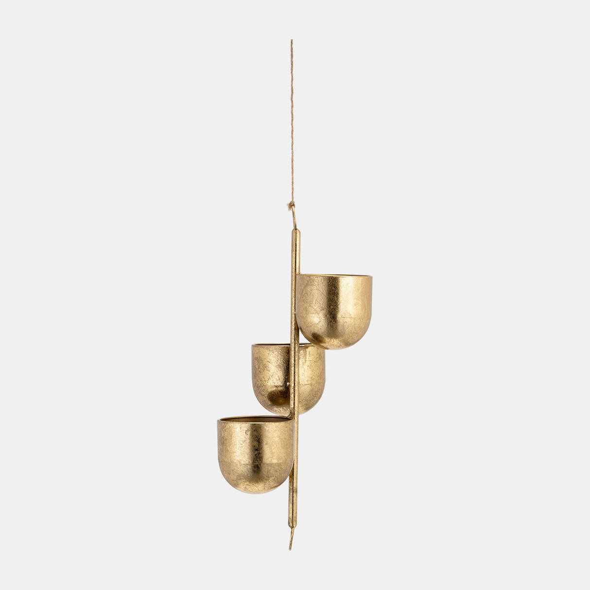 Metal 4" 3-hanging Planters, Gold