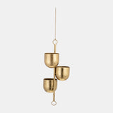 Metal 4" 3-hanging Planters, Gold