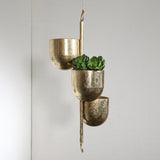 Metal 4" 3-hanging Planters, Gold