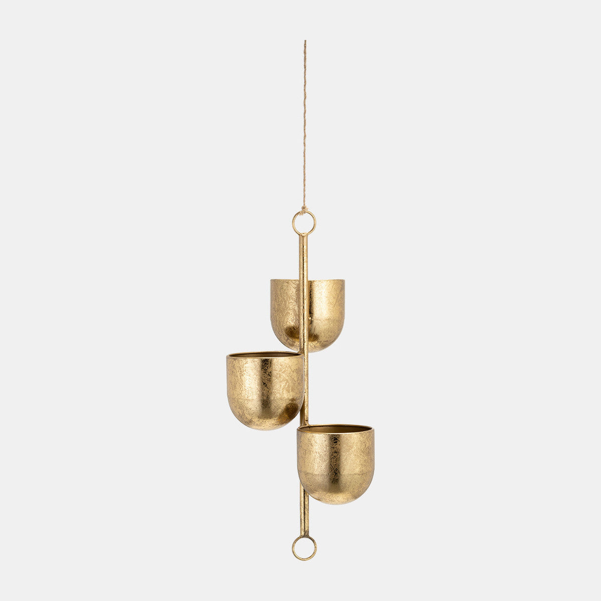 Metal 4" 3-hanging Planters, Gold