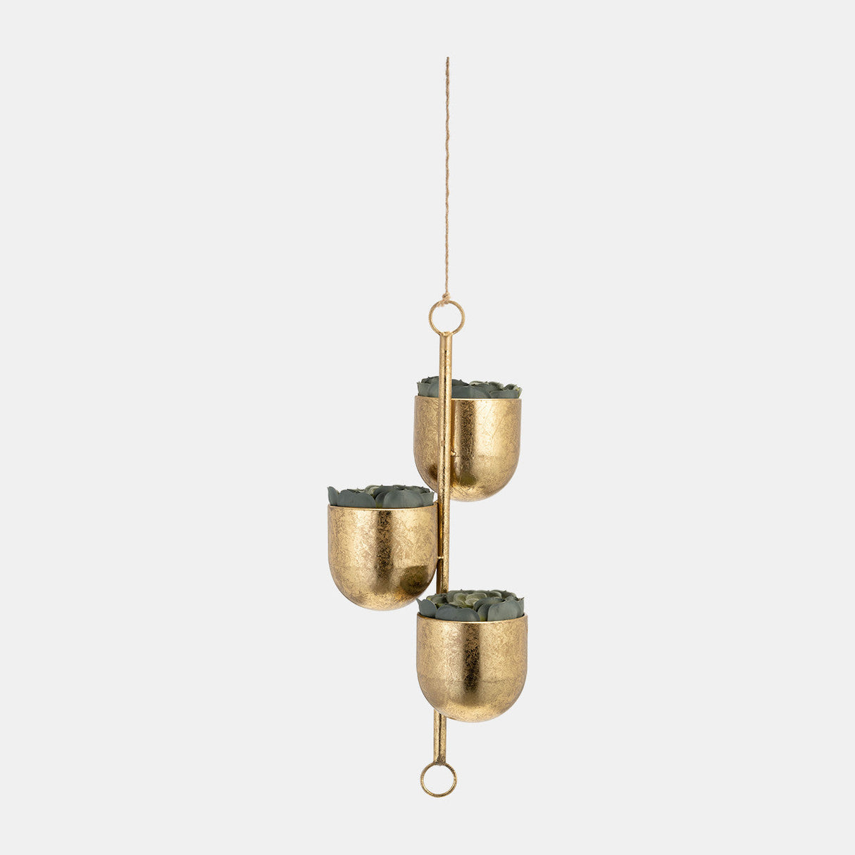 Metal 4" 3-hanging Planters, Gold