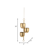 Metal 4" 3-hanging Planters, Gold