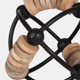 Metal, 6" Abacus Orb, Natural/black