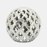 Metal, 6" Cut-out Orb, Silver