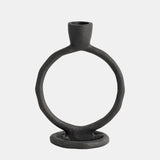 Metal, 6" Round Ring Taper Candleholder, Black