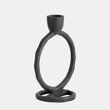 Metal, 6" Round Ring Taper Candleholder, Black