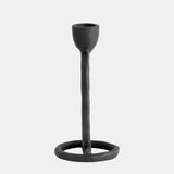 Metal, 6" Round Ring Taper Candleholder, Black