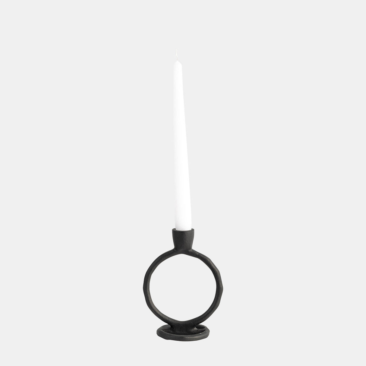 Metal, 6" Round Ring Taper Candleholder, Black