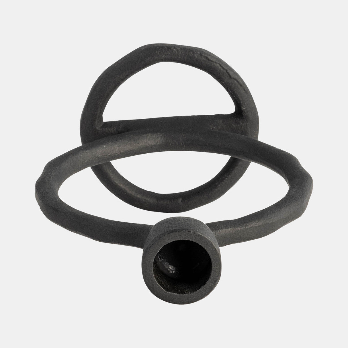 Metal, 6" Round Ring Taper Candleholder, Black