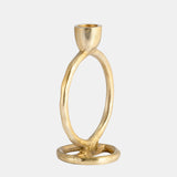 Metal, 6" Round Ring Taper Candleholder, Gold