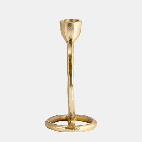 Metal, 6" Round Ring Taper Candleholder, Gold