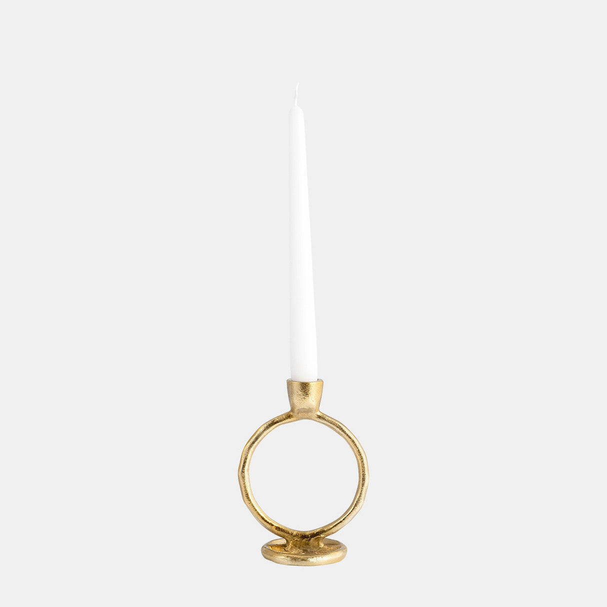 Metal, 6" Round Ring Taper Candleholder, Gold