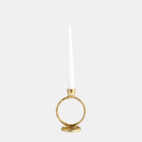 Metal, 6" Round Ring Taper Candleholder, Gold