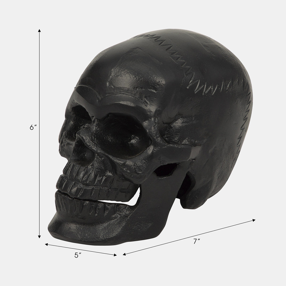 Metal, 6" Skull Decor, Black