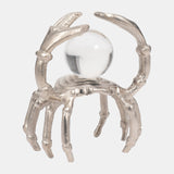 Metal, 7" Dancing Crab W/ Acrylic Ball, Silver