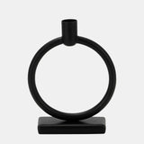 Metal,7"h, Circle Taper Candle Holder,black