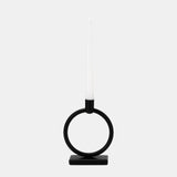 Metal,7"h, Circle Taper Candle Holder,black