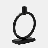 Metal,7"h, Circle Taper Candle Holder,black