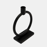 Metal,7"h, Circle Taper Candle Holder,black