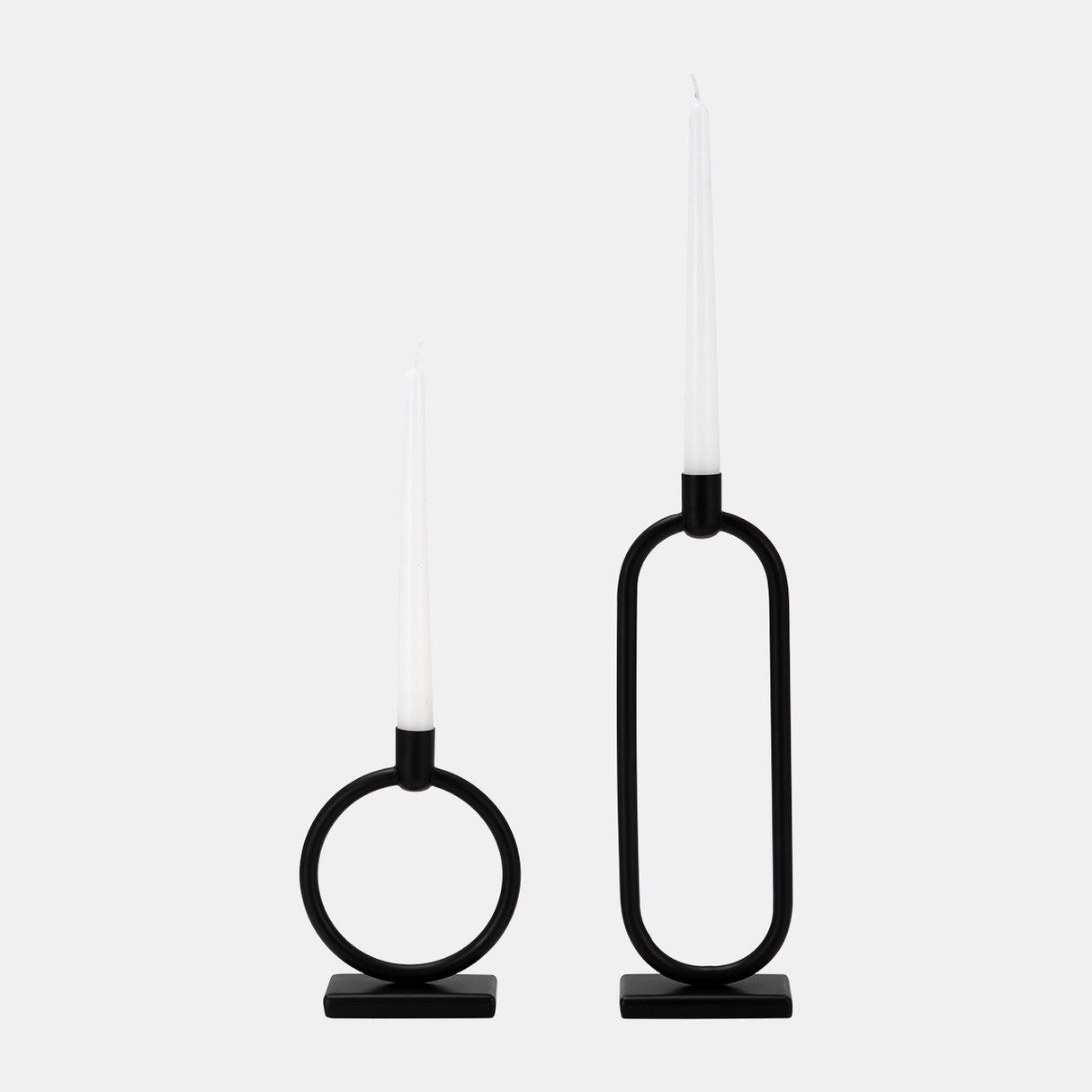 Metal,7"h, Circle Taper Candle Holder,black