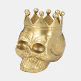 Metal, 7" Skull With Crown, Gold