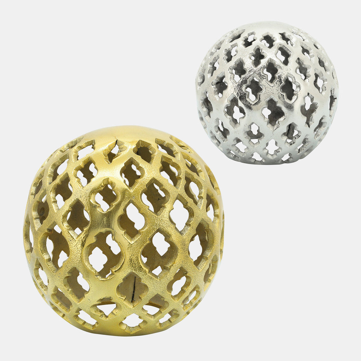 Metal, 8" Cut-out Orb, Gold