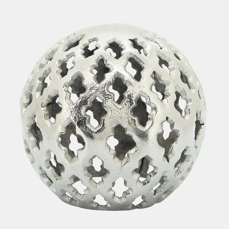 Metal, 8" Cut-out Orb, Silver