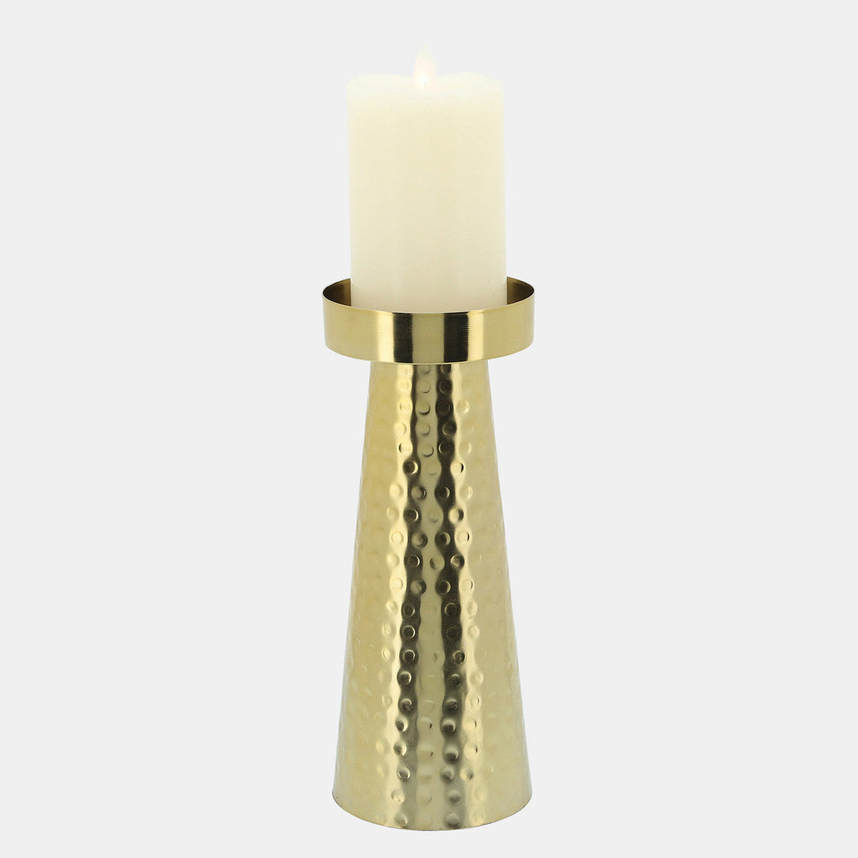 Metal, 8"h Hammered Candle Holder, Gold