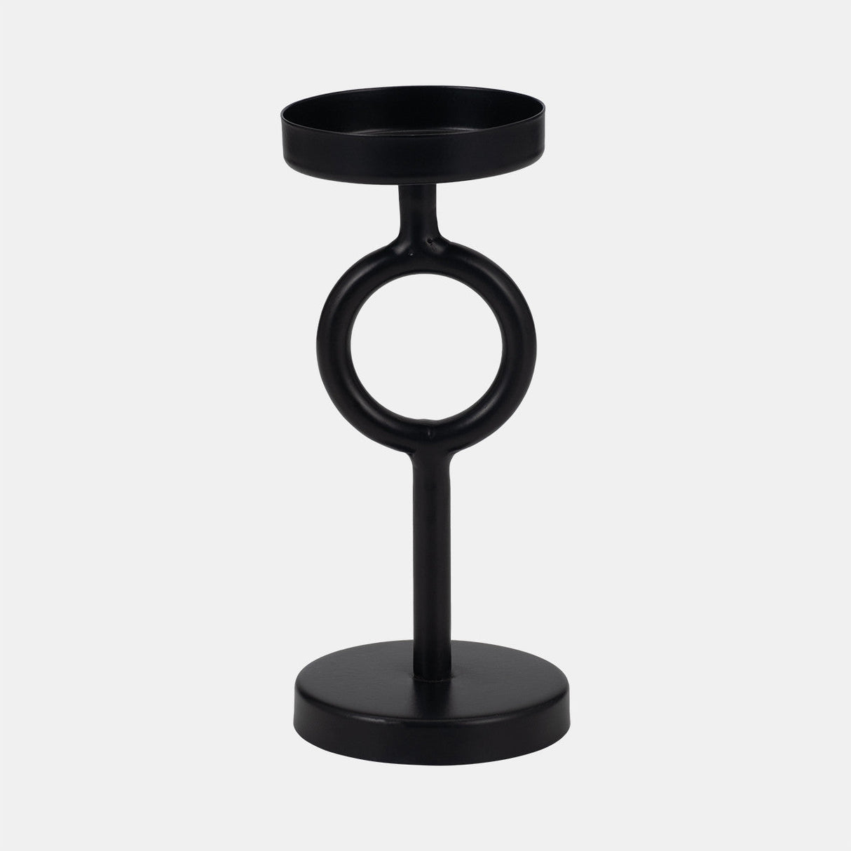 Metal, 8"h Ring Candle Holder, Black