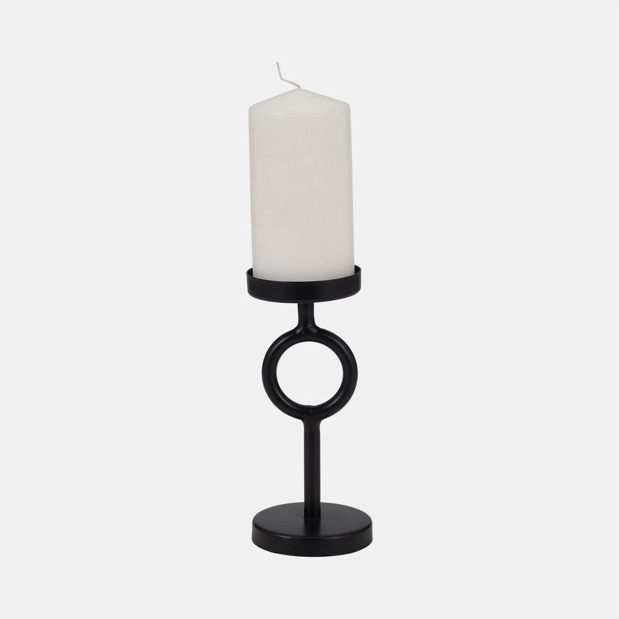 Metal, 8"h Ring Candle Holder, Black