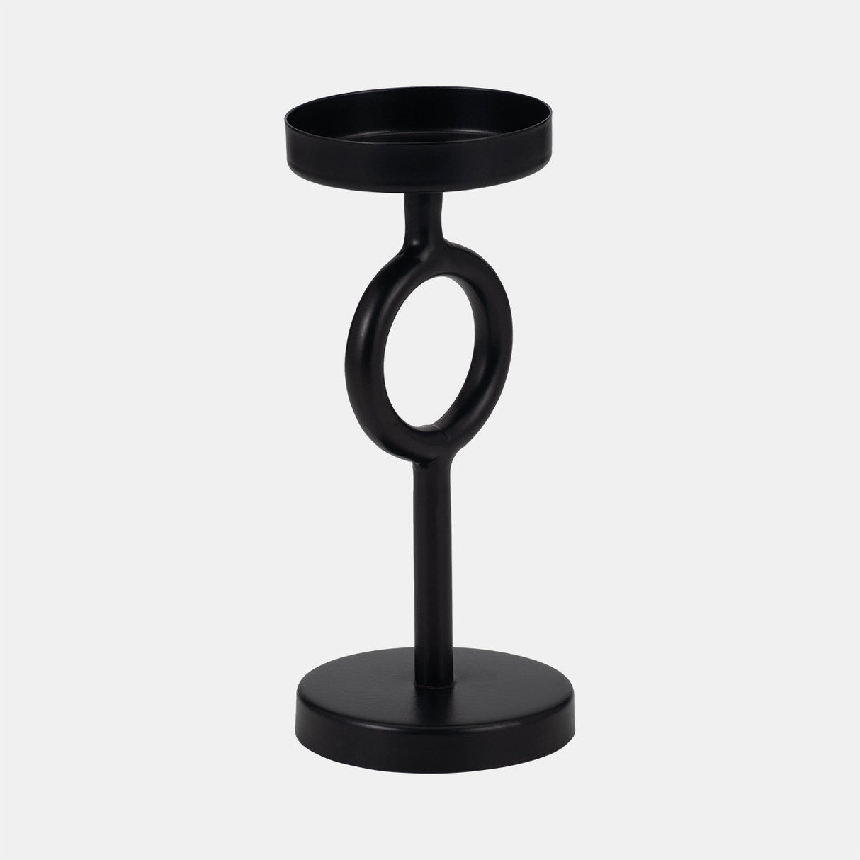 Metal, 8"h Ring Candle Holder, Black