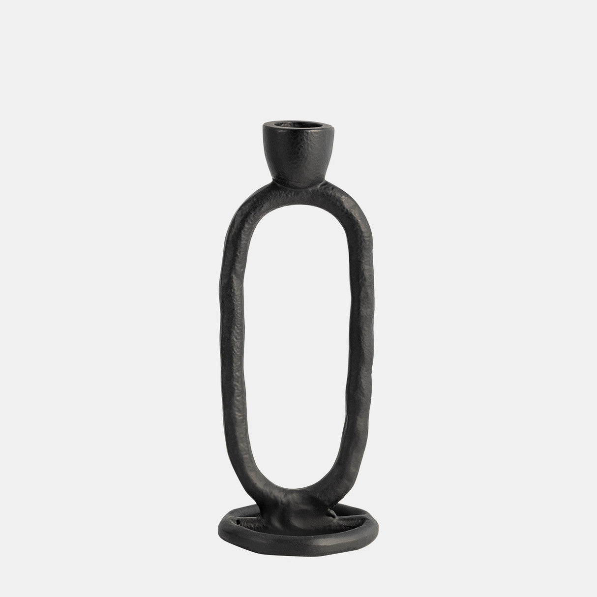 Metal, 8" Open Oval Taper Candleholder, Black