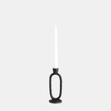 Metal, 8" Open Oval Taper Candleholder, Black